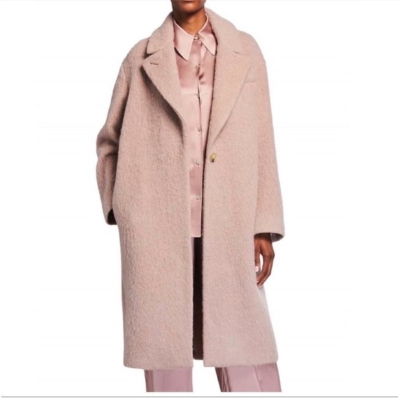 Vince Texture Wool Alpaca Long Coat Mauve Orchid Pink - Picture 2 of 10